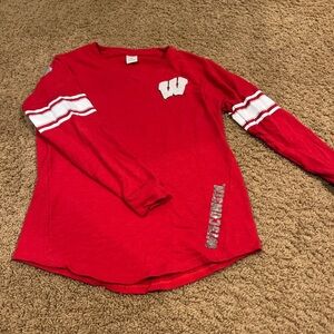 Wisconsin badgers PINK campus crew sweater